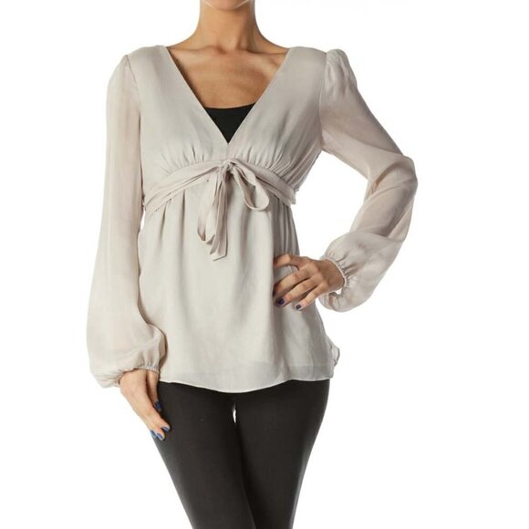 Max Studio Tops - Max Studio Taupe Long Sleeve Blouse